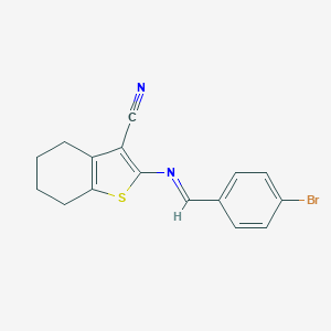 molecular formula C16H13BrN2S B387514 (E)-2-((4-bromobenzylidène)amino)-4,5,6,7-tétrahydrobenzo[b]thiophène-3-carbonitrile CAS No. 324065-90-9