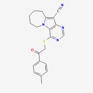 molecular formula C21H20N4OS B3875146 4-{[2-(4-methylphenyl)-2-oxoethyl]thio}-7,8,9,10-tetrahydro-6H-pyrimido[4',5':4,5]pyrrolo[1,2-a]azepine-11-carbonitrile 