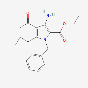 molecular formula C20H24N2O3 B3875150 ethyl 3-amino-1-benzyl-6,6-dimethyl-4-oxo-4,5,6,7-tetrahydro-1H-indole-2-carboxylate 