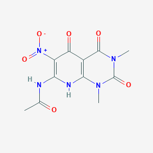 molecular formula C11H11N5O6 B3875176 N-(5-hydroxy-1,3-dimethyl-6-nitro-2,4-dioxo-1,2,3,4-tetrahydropyrido[2,3-d]pyrimidin-7-yl)acetamide 
