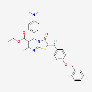 molecular formula C32H31N3O4S B3875215 ethyl 2-[4-(benzyloxy)benzylidene]-5-[4-(dimethylamino)phenyl]-7-methyl-3-oxo-2,3-dihydro-5H-[1,3]thiazolo[3,2-a]pyrimidine-6-carboxylate 