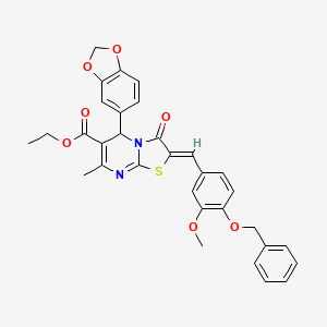 molecular formula C32H28N2O7S B3875238 ethyl 5-(1,3-benzodioxol-5-yl)-2-[4-(benzyloxy)-3-methoxybenzylidene]-7-methyl-3-oxo-2,3-dihydro-5H-[1,3]thiazolo[3,2-a]pyrimidine-6-carboxylate 