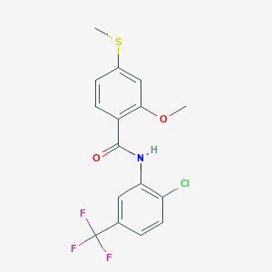 molecular formula C16H13ClF3NO2S B387525 N-[2-chloro-5-(trifluoromethyl)phenyl]-2-methoxy-4-(methylsulfanyl)benzamide CAS No. 348592-72-3