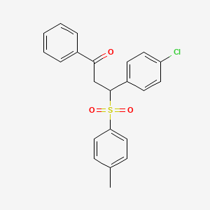 molecular formula C22H19ClO3S B3875290 3-(4-chlorophenyl)-3-[(4-methylphenyl)sulfonyl]-1-phenyl-1-propanone 