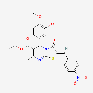 molecular formula C25H23N3O7S B3875301 ethyl 5-(3,4-dimethoxyphenyl)-7-methyl-2-(4-nitrobenzylidene)-3-oxo-2,3-dihydro-5H-[1,3]thiazolo[3,2-a]pyrimidine-6-carboxylate 