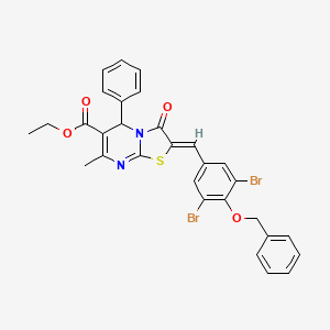 molecular formula C30H24Br2N2O4S B3875348 ethyl 2-[4-(benzyloxy)-3,5-dibromobenzylidene]-7-methyl-3-oxo-5-phenyl-2,3-dihydro-5H-[1,3]thiazolo[3,2-a]pyrimidine-6-carboxylate 