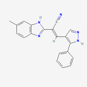 molecular formula C20H15N5 B3875356 2-(5-methyl-1H-benzimidazol-2-yl)-3-(3-phenyl-1H-pyrazol-4-yl)acrylonitrile 
