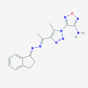 molecular formula C16H16N8O B387536 4-[4-[1-(Indan-1-ylidenehydrazono)ethyl]-5-methyl-[1,2,3]triazol-1-yl]furazan-3-ylamine 