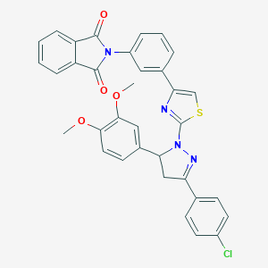 molecular formula C34H25ClN4O4S B387537 2-(3-{2-[3-(4-chlorophenyl)-5-(3,4-dimethoxyphenyl)-4,5-dihydro-1H-pyrazol-1-yl]-1,3-thiazol-4-yl}phenyl)-1H-isoindole-1,3(2H)-dione 