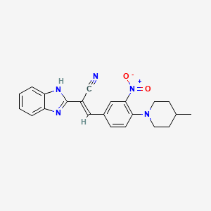 molecular formula C22H21N5O2 B3875430 2-(1H-benzimidazol-2-yl)-3-[4-(4-methyl-1-piperidinyl)-3-nitrophenyl]acrylonitrile 