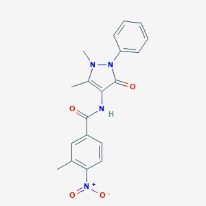 molecular formula C19H18N4O4 B387544 N-(1,5-dimethyl-3-oxo-2-phenyl-2,3-dihydro-1H-pyrazol-4-yl)-3-methyl-4-nitrobenzamide 