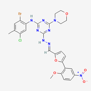 molecular formula C26H24BrClN8O5 B3875500 5-(2-methoxy-5-nitrophenyl)-2-furaldehyde [4-[(2-bromo-5-chloro-4-methylphenyl)amino]-6-(4-morpholinyl)-1,3,5-triazin-2-yl]hydrazone 