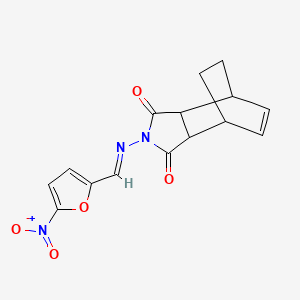 molecular formula C15H13N3O5 B3875528 4-{[(5-nitro-2-furyl)methylene]amino}-4-azatricyclo[5.2.2.0~2,6~]undec-8-ene-3,5-dione 