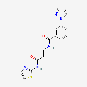 molecular formula C16H15N5O2S B3875553 N-[3-oxo-3-(1,3-thiazol-2-ylamino)propyl]-3-(1H-pyrazol-1-yl)benzamide 