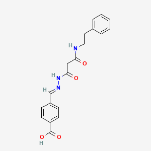 4-(2-{3-oxo-3-[(2-phenylethyl)amino]propanoyl}carbonohydrazonoyl)benzoic acid