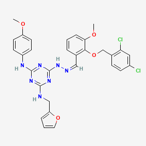 2-[(2,4-dichlorobenzyl)oxy]-3-methoxybenzaldehyde {4-[(2-furylmethyl)amino]-6-[(4-methoxyphenyl)amino]-1,3,5-triazin-2-yl}hydrazone