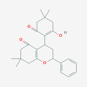 molecular formula C25H30O4 B3875607 4-(2-hydroxy-4,4-dimethyl-6-oxo-1-cyclohexen-1-yl)-7,7-dimethyl-2-phenyl-2,3,4,6,7,8-hexahydro-5H-chromen-5-one 