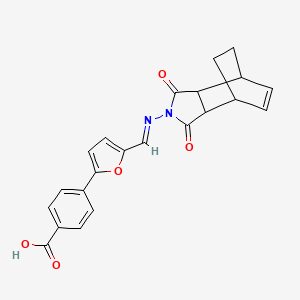 molecular formula C22H18N2O5 B3875634 4-(5-{[(3,5-dioxo-4-azatricyclo[5.2.2.0~2,6~]undec-8-en-4-yl)imino]methyl}-2-furyl)benzoic acid 