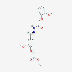 molecular formula C21H24N2O7 B3875668 ethyl (2-methoxy-4-{2-[(2-methoxyphenoxy)acetyl]carbonohydrazonoyl}phenoxy)acetate 