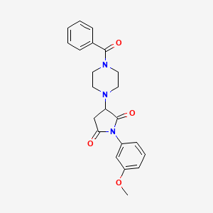 molecular formula C22H23N3O4 B3875769 3-(4-benzoyl-1-piperazinyl)-1-(3-methoxyphenyl)-2,5-pyrrolidinedione 
