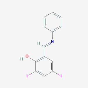 molecular formula C13H9I2NO B387577 2,4-Diiodo-6-[(phenylimino)methyl]phenol 
