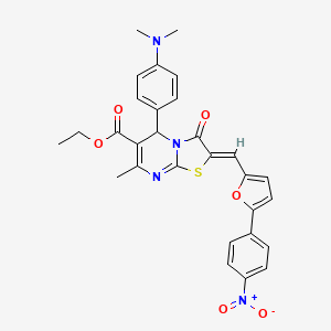 molecular formula C29H26N4O6S B3875779 ethyl 5-[4-(dimethylamino)phenyl]-7-methyl-2-{[5-(4-nitrophenyl)-2-furyl]methylene}-3-oxo-2,3-dihydro-5H-[1,3]thiazolo[3,2-a]pyrimidine-6-carboxylate 