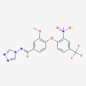 molecular formula C17H12F3N5O4 B3875781 N-{3-methoxy-4-[2-nitro-4-(trifluoromethyl)phenoxy]benzylidene}-4H-1,2,4-triazol-4-amine 