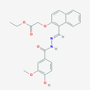 molecular formula C23H22N2O6 B3875794 ethyl ({1-[2-(4-hydroxy-3-methoxybenzoyl)carbonohydrazonoyl]-2-naphthyl}oxy)acetate 