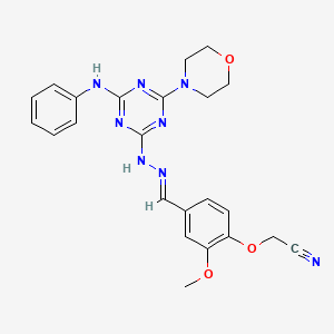 (4-{2-[4-anilino-6-(4-morpholinyl)-1,3,5-triazin-2-yl]carbonohydrazonoyl}-2-methoxyphenoxy)acetonitrile