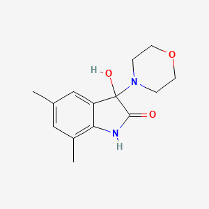 molecular formula C14H18N2O3 B3875822 3-hydroxy-5,7-dimethyl-3-(4-morpholinyl)-1,3-dihydro-2H-indol-2-one 