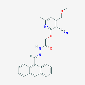 molecular formula C26H22N4O3 B3875826 N'-(9-anthrylmethylene)-2-{[3-cyano-4-(methoxymethyl)-6-methyl-2-pyridinyl]oxy}acetohydrazide 