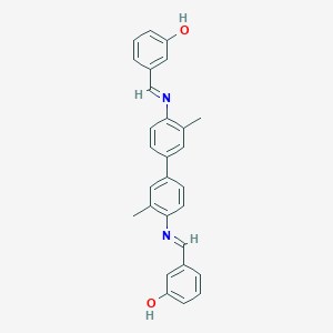 molecular formula C28H24N2O2 B387585 3-[({4'-[(3-Hydroxybenzylidene)amino]-3,3'-dimethyl[1,1'-biphenyl]-4-yl}imino)methyl]phenol 