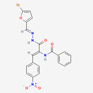 molecular formula C21H15BrN4O5 B3875861 N-[1-({2-[(5-bromo-2-furyl)methylene]hydrazino}carbonyl)-2-(4-nitrophenyl)vinyl]benzamide 