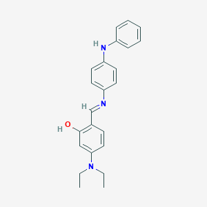 molecular formula C23H25N3O B387587 2-{[(4-Anilinophenyl)imino]methyl}-5-(diethylamino)phenol 