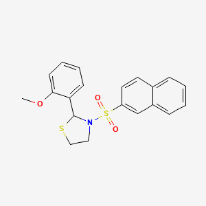 molecular formula C20H19NO3S2 B3875873 2-(2-methoxyphenyl)-3-(2-naphthylsulfonyl)-1,3-thiazolidine 