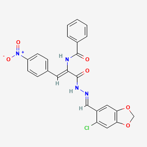 molecular formula C24H17ClN4O6 B3875883 N-[1-({2-[(6-chloro-1,3-benzodioxol-5-yl)methylene]hydrazino}carbonyl)-2-(4-nitrophenyl)vinyl]benzamide 