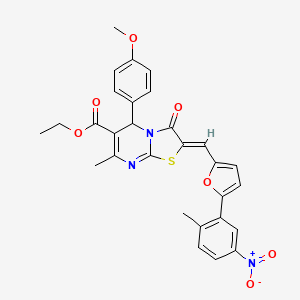 molecular formula C29H25N3O7S B3875910 ethyl 5-(4-methoxyphenyl)-7-methyl-2-{[5-(2-methyl-5-nitrophenyl)-2-furyl]methylene}-3-oxo-2,3-dihydro-5H-[1,3]thiazolo[3,2-a]pyrimidine-6-carboxylate 