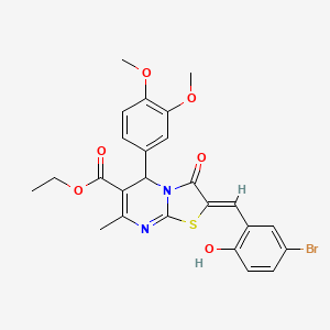 molecular formula C25H23BrN2O6S B3875917 ethyl 2-(5-bromo-2-hydroxybenzylidene)-5-(3,4-dimethoxyphenyl)-7-methyl-3-oxo-2,3-dihydro-5H-[1,3]thiazolo[3,2-a]pyrimidine-6-carboxylate 