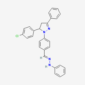 molecular formula C28H23ClN4 B3875931 4-[5-(4-chlorophenyl)-3-phenyl-4,5-dihydro-1H-pyrazol-1-yl]benzaldehyde phenylhydrazone 