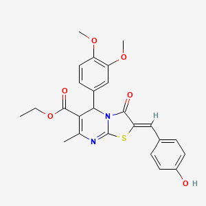 molecular formula C25H24N2O6S B3875940 ethyl 5-(3,4-dimethoxyphenyl)-2-(4-hydroxybenzylidene)-7-methyl-3-oxo-2,3-dihydro-5H-[1,3]thiazolo[3,2-a]pyrimidine-6-carboxylate 