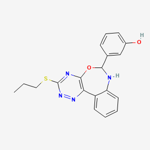 molecular formula C19H18N4O2S B3875953 3-[3-(propylthio)-6,7-dihydro[1,2,4]triazino[5,6-d][3,1]benzoxazepin-6-yl]phenol 