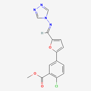 molecular formula C15H11ClN4O3 B3875962 methyl 2-chloro-5-{5-[(4H-1,2,4-triazol-4-ylimino)methyl]-2-furyl}benzoate 