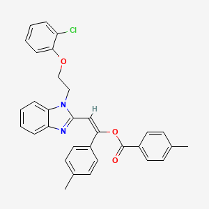 molecular formula C32H27ClN2O3 B3875994 2-{1-[2-(2-chlorophenoxy)ethyl]-1H-benzimidazol-2-yl}-1-(4-methylphenyl)vinyl 4-methylbenzoate 