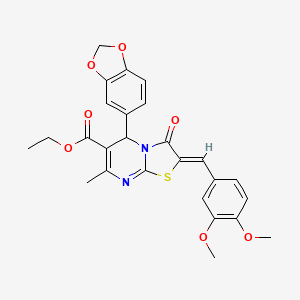 ethyl 5-(1,3-benzodioxol-5-yl)-2-(3,4-dimethoxybenzylidene)-7-methyl-3-oxo-2,3-dihydro-5H-[1,3]thiazolo[3,2-a]pyrimidine-6-carboxylate