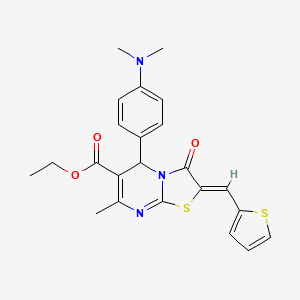 ethyl 5-[4-(dimethylamino)phenyl]-7-methyl-3-oxo-2-(2-thienylmethylene)-2,3-dihydro-5H-[1,3]thiazolo[3,2-a]pyrimidine-6-carboxylate