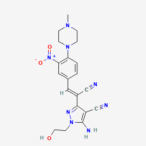 molecular formula C20H22N8O3 B3876071 5-amino-3-{1-cyano-2-[4-(4-methyl-1-piperazinyl)-3-nitrophenyl]vinyl}-1-(2-hydroxyethyl)-1H-pyrazole-4-carbonitrile 