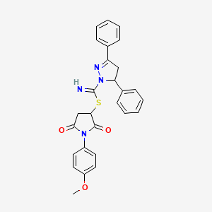 molecular formula C27H24N4O3S B3876077 1-(4-methoxyphenyl)-2,5-dioxo-3-pyrrolidinyl 3,5-diphenyl-4,5-dihydro-1H-pyrazole-1-carbimidothioate 