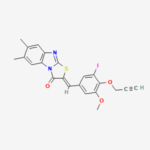 molecular formula C22H17IN2O3S B3876079 2-[3-iodo-5-methoxy-4-(2-propyn-1-yloxy)benzylidene]-6,7-dimethyl[1,3]thiazolo[3,2-a]benzimidazol-3(2H)-one 