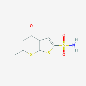 molecular formula C8H9NO3S3 B038761 6-甲基-4-氧代-5,6-二氢-4H-噻吩并[2,3-b]噻吩-2-磺酰胺 CAS No. 120279-88-1