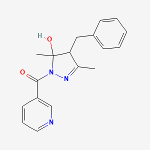 molecular formula C18H19N3O2 B3876109 4-benzyl-3,5-dimethyl-1-(3-pyridinylcarbonyl)-4,5-dihydro-1H-pyrazol-5-ol 